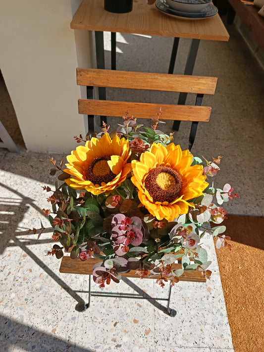 Ramo girasoles y eucaliptos artificiales